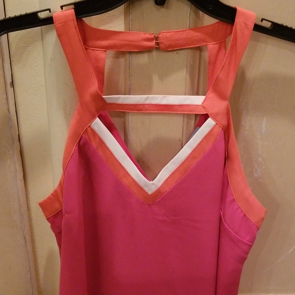 NWT Skies Are Blue Pink and Orange Shift Dress